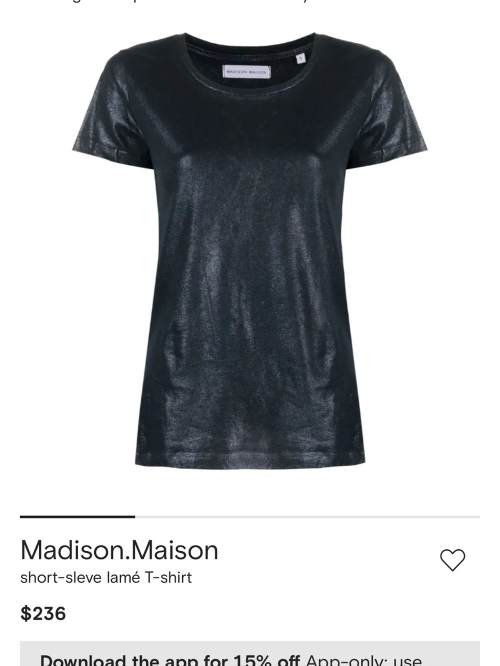 Madison.Maison Metallic Shimmer Black Short-Sleeve Lamé T-Shirt